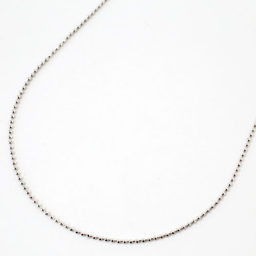 18金 ホワイトゴールド 45cm 1.9g フリーサイズ 8面カット ボールチェーン　0067-NG07