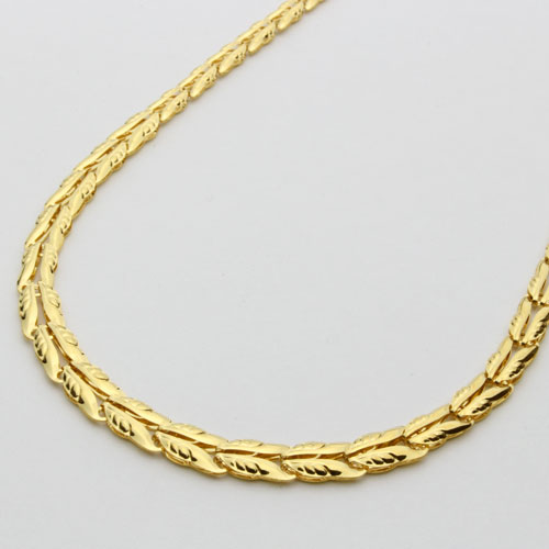 純金 ネックレス グラデーション リーフ リバーシブル 42cm　0180-NG08