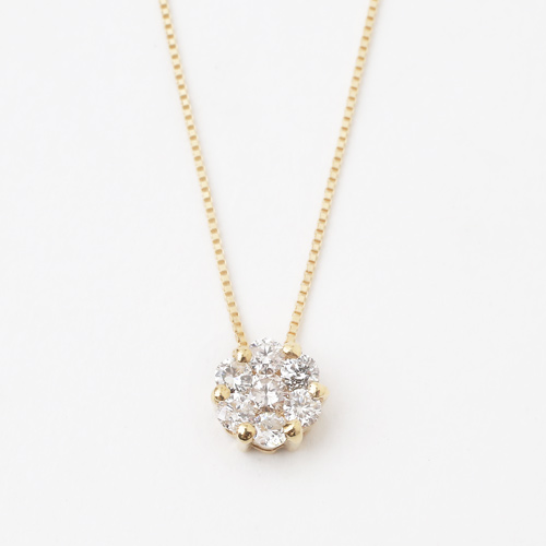 18金 K18 ダイヤモンド 0.3ct ペンダント アッキーセブンダイヤモンド ベネチアンチェーン ネックレス　0257-PG13