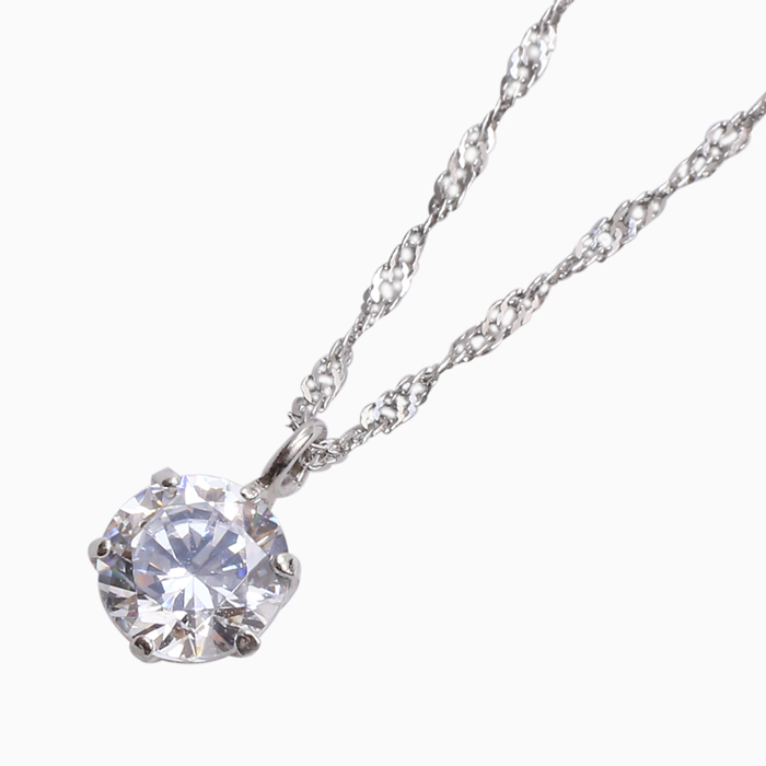 【送料無料】【日本製】プラチナ/Pt900台 キュービックジルコニア/CZ 0.5ct ペンダント/ネックレス スクリュー チェーン　1102-PG09