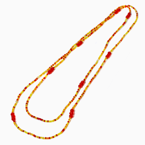 【クリックポスト対応】ベネチアがラス ビーズ ロングネックレス レッド 120cm 1165-VN13