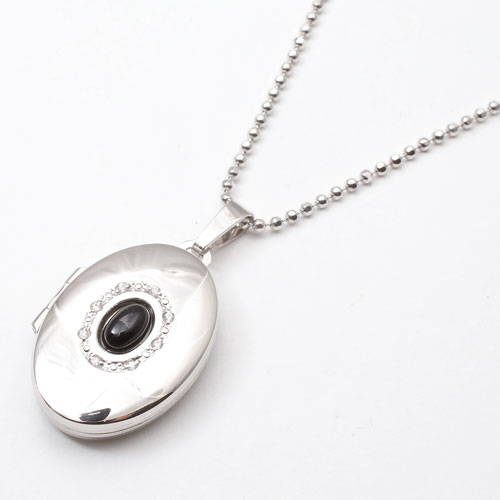 シルバー　ロケットペンダント　天然石オニキス　オーバル　MERZ  1327-LS10