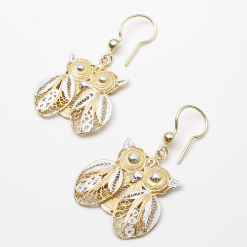 ダニーロ・ミンガルディ 手作り フィリグラーナ ピアス (フクロウ) 1341-PS14