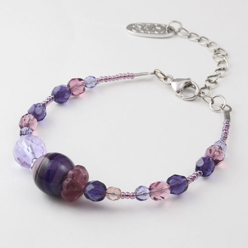 ベネチアングラス ブレスレット イタリア製 マーブルチョコ【アヴェ・カプリース】　1467-NV10