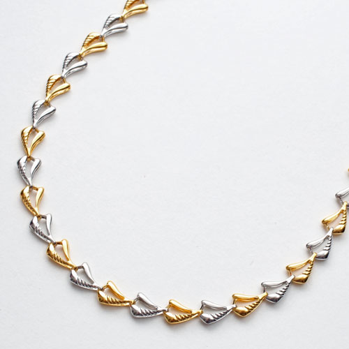 純金 純プラチナ コンビ ネックレス ウェービー 1557-NP11