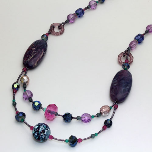 ベネチアングラス ネックレス （マルチパープル） AVE CAPRICE イタリア製　1672-NV13