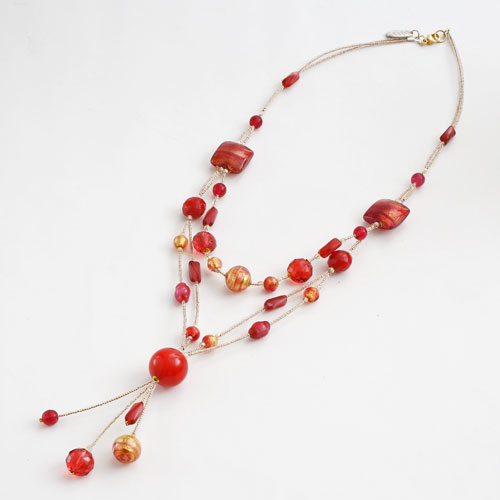 ベネチアングラス ネックレス 紅惑星 イタリア製 アヴェ・カプリース　1673-NV14