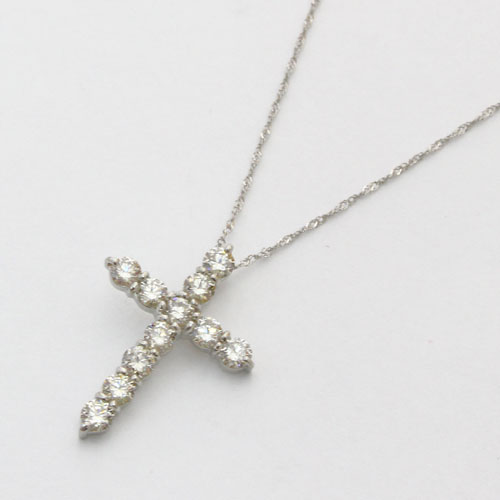 純プラチナ ダイヤモンド 1ct クロス ペンダント Pt850 スクリューチェーン 鑑別書付　1674-PG11