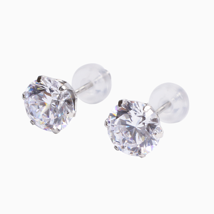 【クリックポスト便対応】【日本製】プラチナ（Pt900）ピアス　キュービックジルコニア/キュービック 合計3カラット シリコンキャッチ式/鑑別カード付　1789-IG12