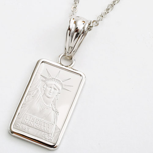 純プラチナ 2ｇ インゴットペンダント リバティ シンプル枠(Pt900)　1790-PG11