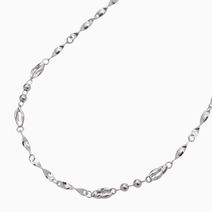 【送料無料】【日本製】純プラチナ/Pt999/純Pt ネックレス ひねり/ボール　2154-NG14