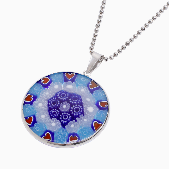 クリックポスト対応 イタリア製 ミレフィオリ ペンダント 26mm ハート 2322-PV15