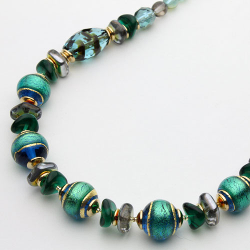 ベネチアングラス ネックレス エレーナ・グリーン イタリア製 キアラ　2350-NV15