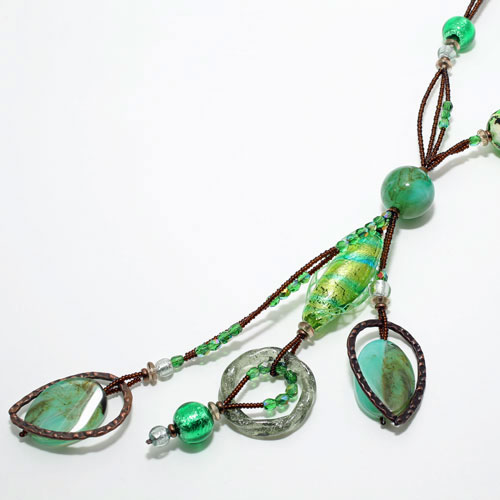 ベネチアングラス ネックレス テッタリーフ イタリア製 アヴェ・カプリース　2408-NV15