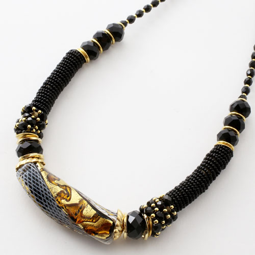 ベネチアングラス ネックレス（エキゾチック・ブラック）イタリア製　3033-EV16