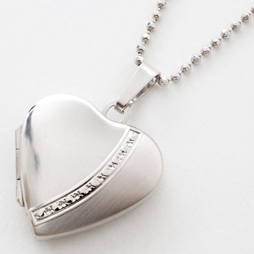 シルバー ロケットペンダント ハート MERZ カットボールチェーン付き SV925　3061-LS17