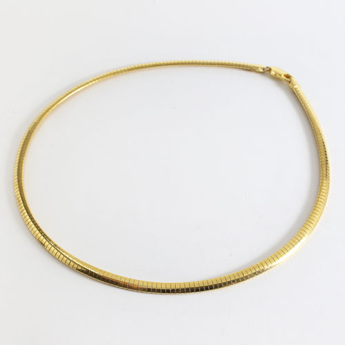 シルバー SV925 イタリア製 イエローゴールドカラー オメガネックレス　3602-DB17