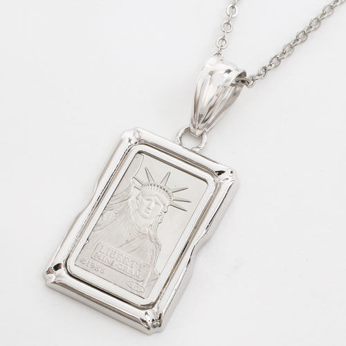純プラチナ 自由の女神 インゴット ペンダント　3637-JN17