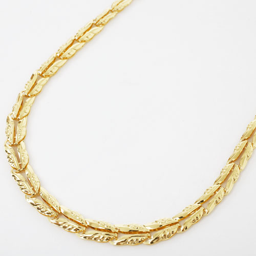 純金 ネックレス グラデーション 地金 リーフ リバーシブル 45cm 8g　3799-NM18