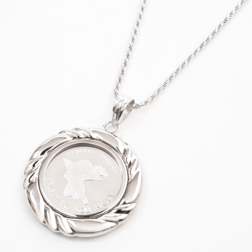 純プラチナ コイン 999.5 2.5g  ペンダント エンジェル Pt900 デザイン枠 3820-HG19