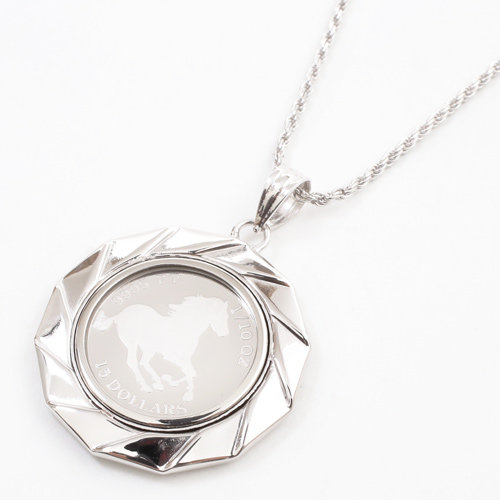 純プラチナ コイン 9995 2.5g 1/10オンス ペンダント ホース Pt900 デザイン枠 3821-HG19