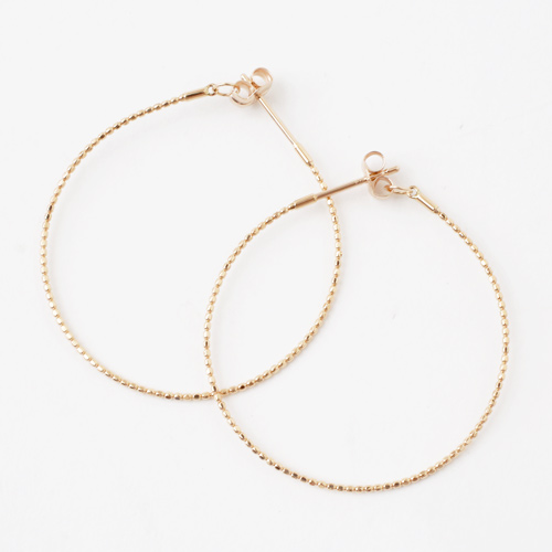 18金 ピアス ピンクゴールド 8mmアコヤ真珠 ダイヤモンドカット フープピアス　3849-NM18