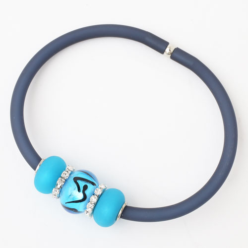 イタリア製 ベネチアンガラス ブレスレット　ブルー/青　ノーブルエレガンス　キアラ・デザイン 　3948-IN18