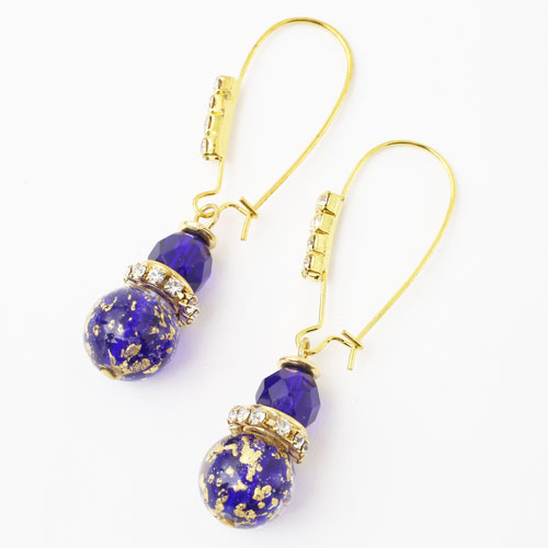 ベネチアングラス ピアス （ワンダー・ブルー） イタリア製　3955-IN18