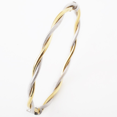 9金　ツーカラ― バングル/ブレスレット 中空　ひねり 3963-YW18