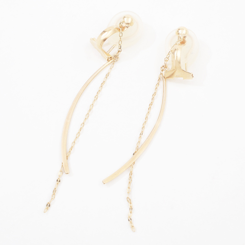 10金 イエローゴールド　イヤーカフ シンプル カーブバー＆チェーン　4153-UK19