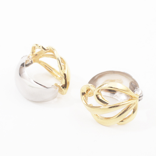 10金 イエロー＆ホワイト　ピアリング シンプル リバーシブル　4156-UK19