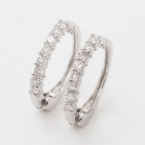 ダイヤモンド入 リバーシブル 14金 K14 ホワイトゴールド シンプル ピアリング イヤリング 4216-UK20