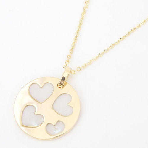 イタリア製 18金 バタフライ＆ハート ペンダント リバーシブル 白蝶貝 4306-MH20