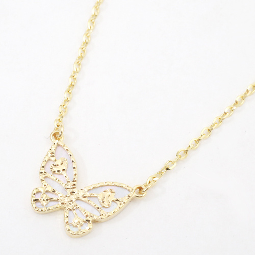 イタリア製 18金 バタフライ ペンダント リバーシブル 白蝶貝 4307-MH20