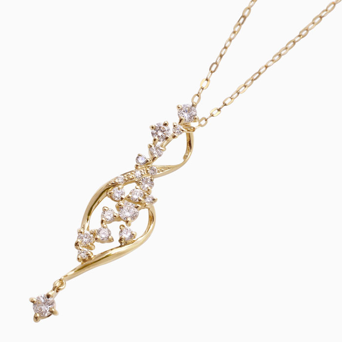 【送料無料】【日本製】18金/K18/ゴールド パヴェ ダイヤモンド ペンダント ネックレス シンプル レディース 4329-UK20