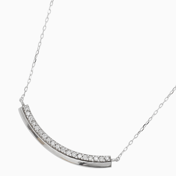 【送料無料】10金/K10WG ホワイトゴールド ダイヤモンド/DIAMOND/DIA 0.12 ネックレス/ペンダント アズキチェーン レディース/女性 おしゃれ/お洒落 シンプル プレゼント/贈り物 4335-UK20