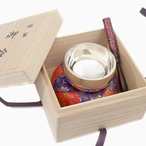 徳力本店 銀製 仏壇用 おりん リン棒 リン布団 桐箱付き  4339-TH20