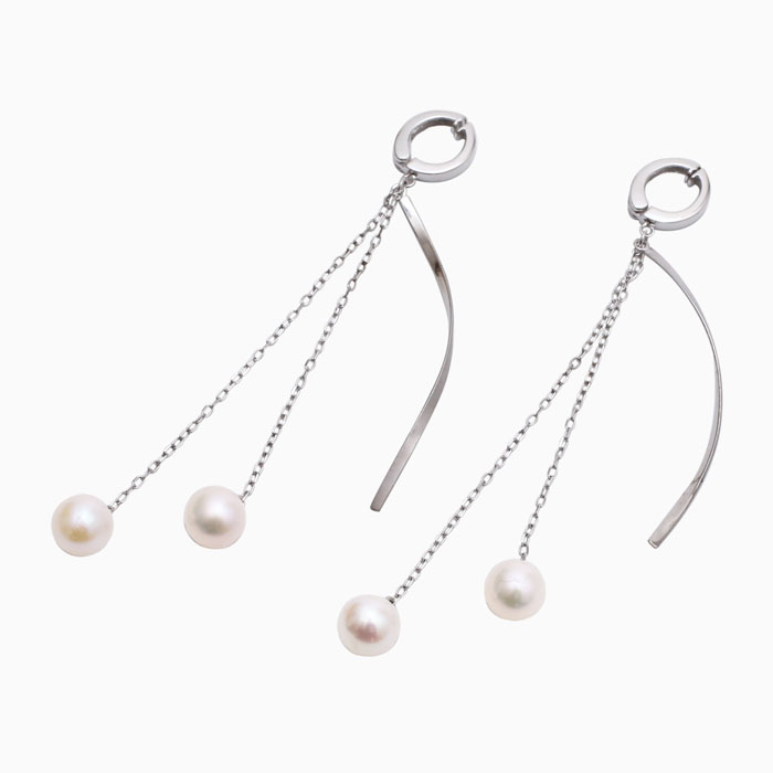 【送料無料】10金/K10 ホワイトゴールド ピアリング パール/真珠 あこや/アコヤ お洒落/オシャレ アクセサリー/ジュエリー プレゼント/贈り物 レディース 4374-UK20