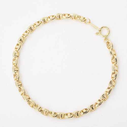 イタリア製 18金 スカル オーバル・スティック ブレスレット 男女兼用 4410-MS20