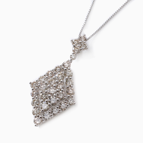 プラチナ 900/850　ダイヤモンド  合計2カラット ペンダント  ベネチアンチェーン 4621-HG21