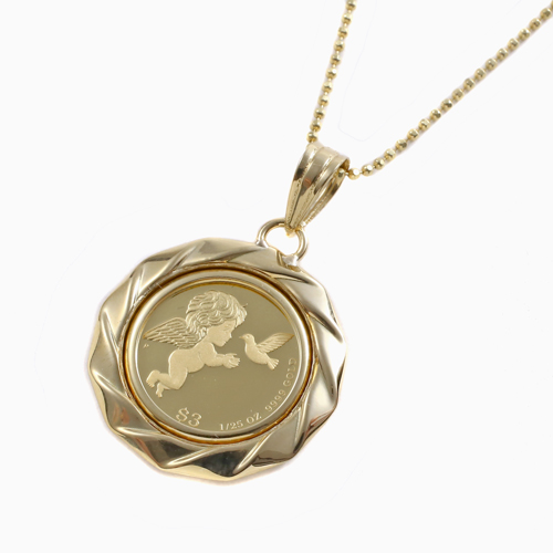 ツバル製 純金 エンジェル コイン ペンダント  4679-HG21