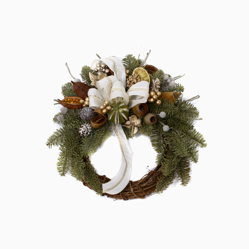 日本製 天然素材 リース 飾り ハンドメイド アイボリーリボン　4776-LL22