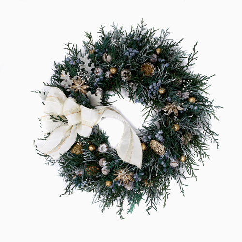 日本製 天然素材 リース 飾り ハンドメイド アイボリーリボン　4777-LL22