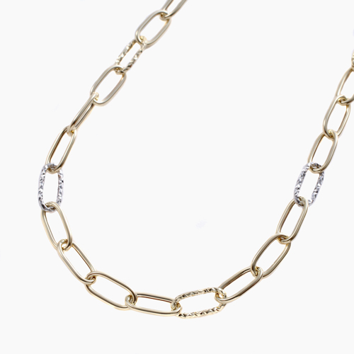 18金 ペーパークリップ スクエアアズキ ネックレス ツーカラー 4824-MU23