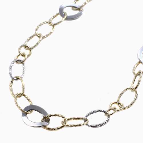 18金 ペーパークリップ スクエアアズキ ネックレス ツーカラー 4825-MU23