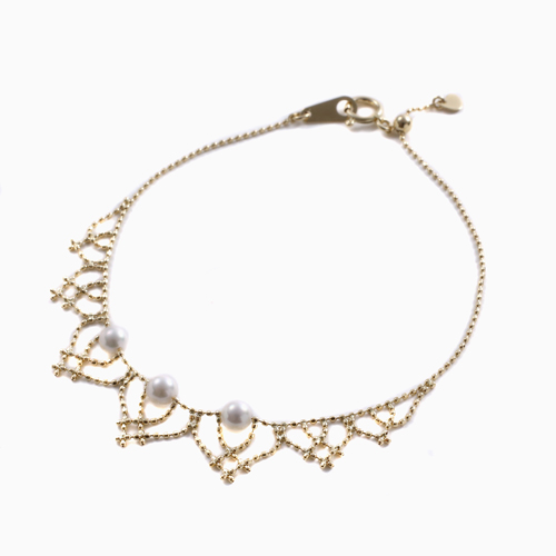 18金 イエローゴールド あこや ブレスレット 18.5cm　スライド式 　4841-PW23