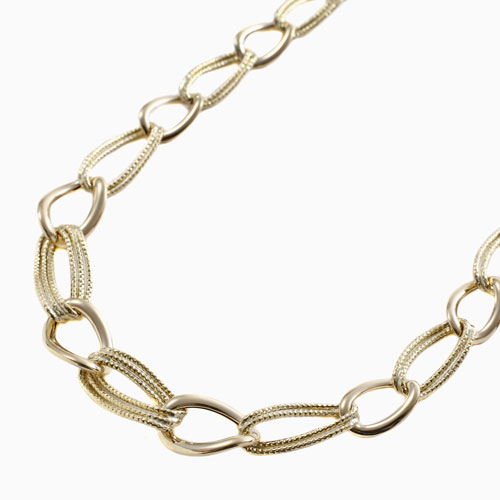 18金 ペーパークリップ スクエアカットアズキ ネックレス　4877-GC23