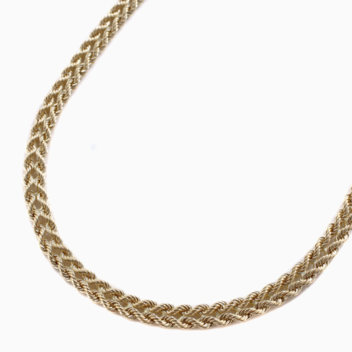 18金 パイプロープチェーン 42cm ダブルハート　ネックレス　4882-GC23