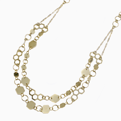 18金 セミハンドメイド 2連 ネックレス 45cm 5.1g 4931-JU23