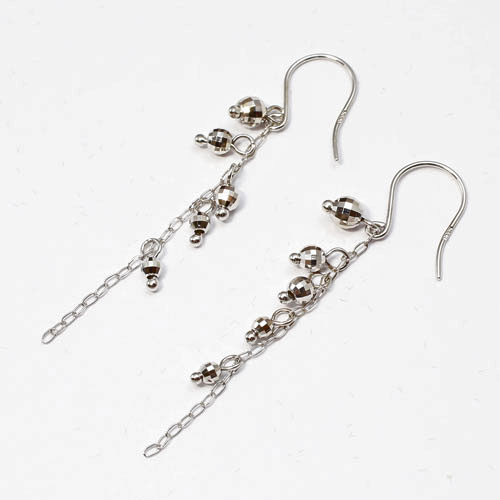 10金 ホワイトゴールド ピアス ミラクルカット ミラーボール K10WG フック式　5004-WG15